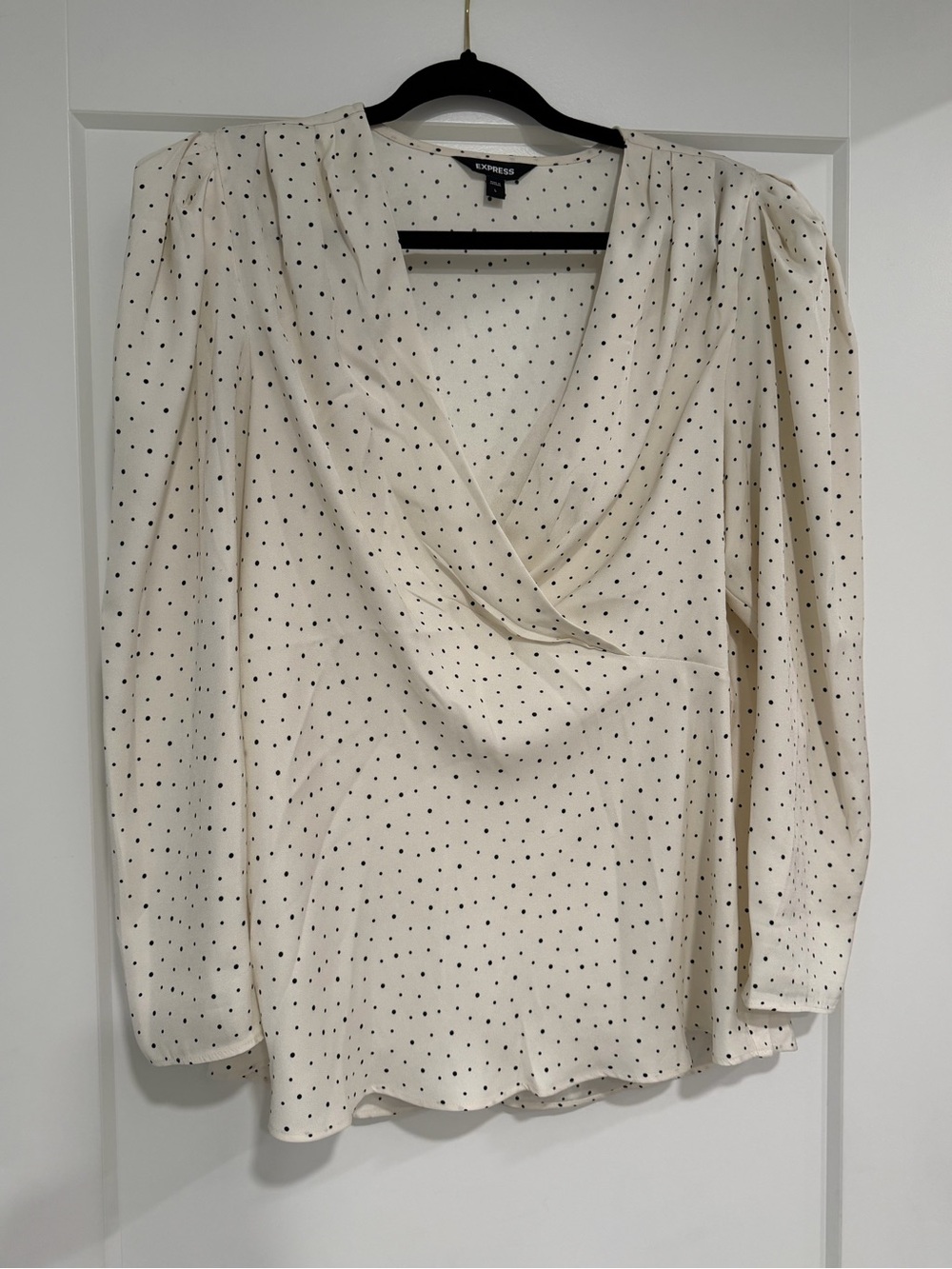 Express Cream Blouse with Black Polka Dots